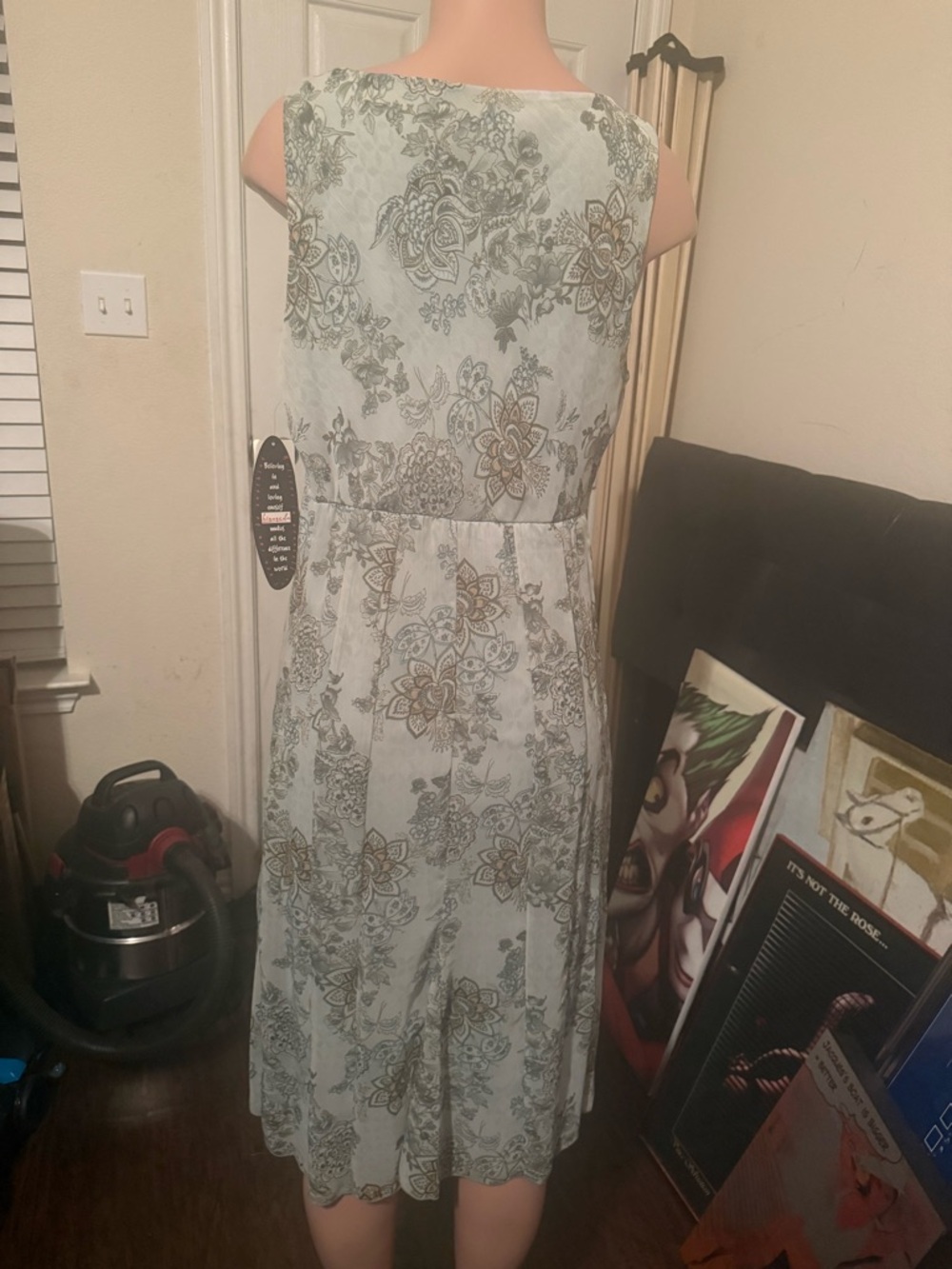Sleeveless Floral Print Midi Dress in Light Blue